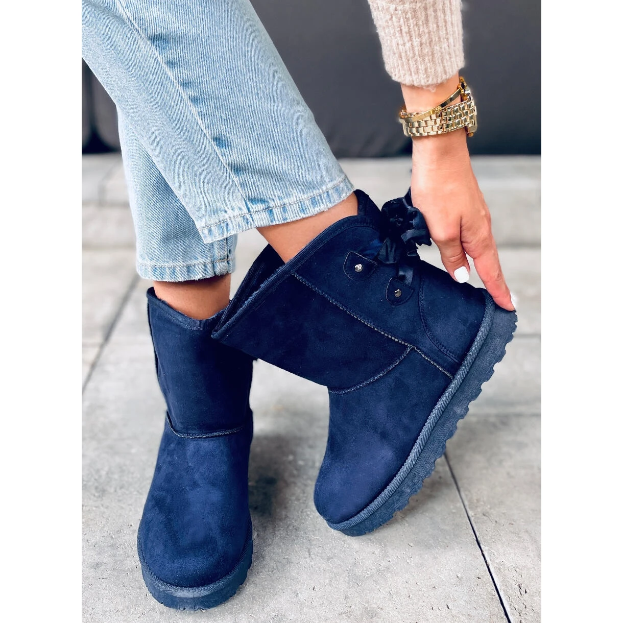 Bottes De Neige Emusy Avec Nœuds Stella Blue Bleu Marin – Image 5