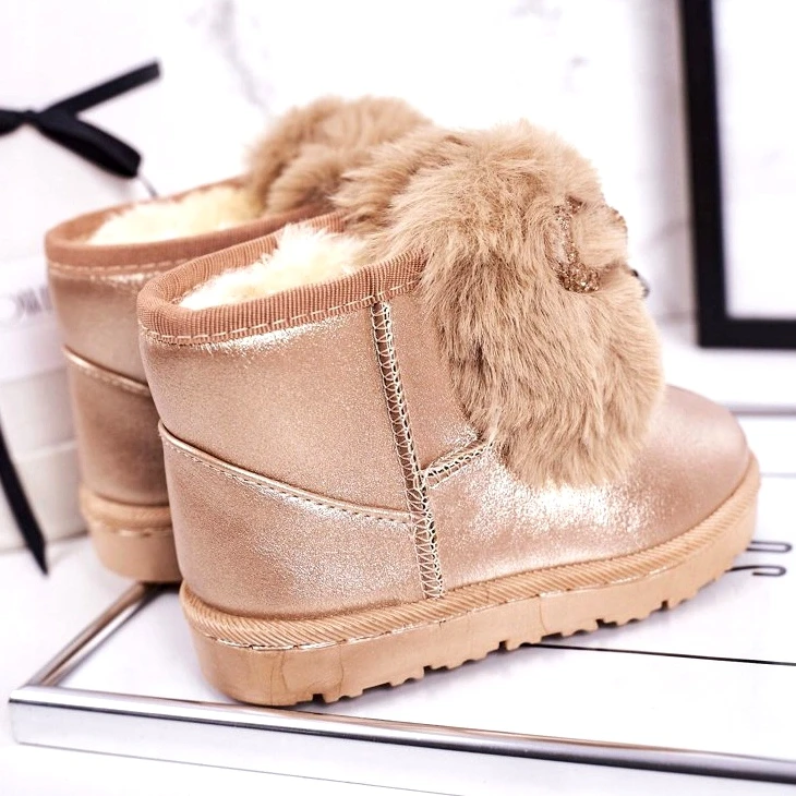 Bottes De Neige Enfant Avec Fourrure Or Rose Aurora D'or – Image 3