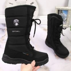 Bottes De Neige Hautes Imperméables Pour Enfants American Club Noires Le Noir