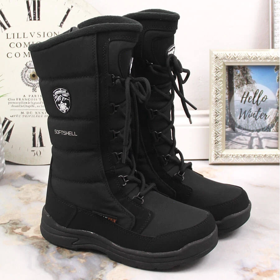 Bottes De Neige Hautes Imperméables Pour Enfants American Club Noires Le Noir – Image 3