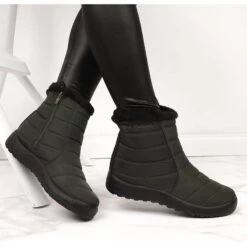 Bottes De Neige Imperméables Avec Une Fermeture éclair NEWS Kaki Vert