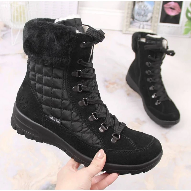 Bottes De Neige Imperméables En Cuir Rieker W RKR561 Le Noir