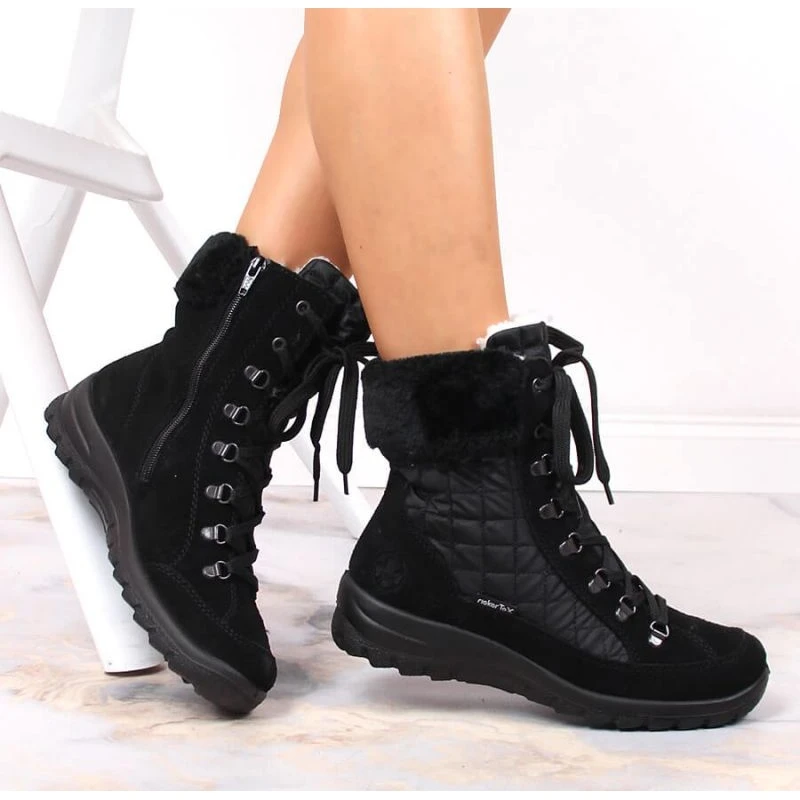 Bottes De Neige Imperméables En Cuir Rieker W RKR561 Le Noir – Image 2
