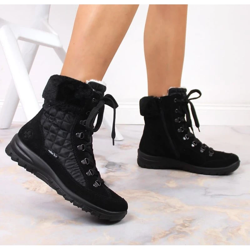 Bottes De Neige Imperméables En Cuir Rieker W RKR561 Le Noir – Image 3