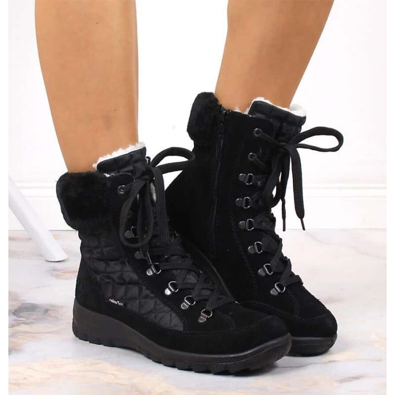 Bottes De Neige Imperméables En Cuir Rieker W RKR561 Le Noir – Image 4