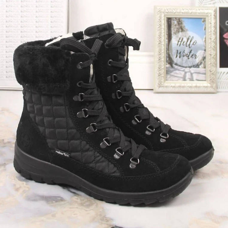Bottes De Neige Imperméables En Cuir Rieker W RKR561 Le Noir – Image 5