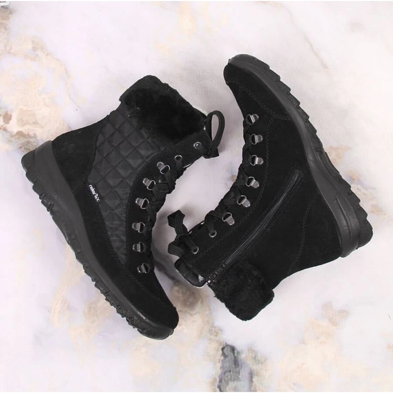 Bottes De Neige Imperméables En Cuir Rieker W RKR561 Le Noir – Image 6