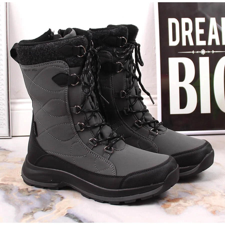 Bottes De Neige Imperméables Grises à Lacets Et à Glissière DK 2105 – Image 2