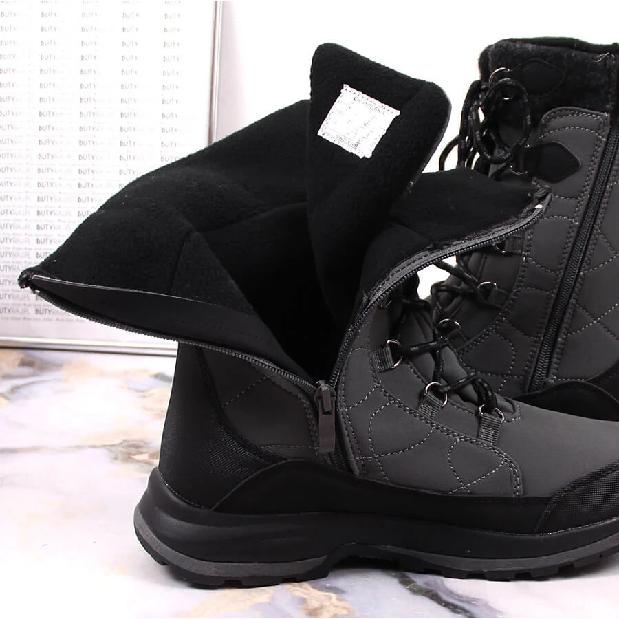 Bottes De Neige Imperméables Grises à Lacets Et à Glissière DK 2105 – Image 4