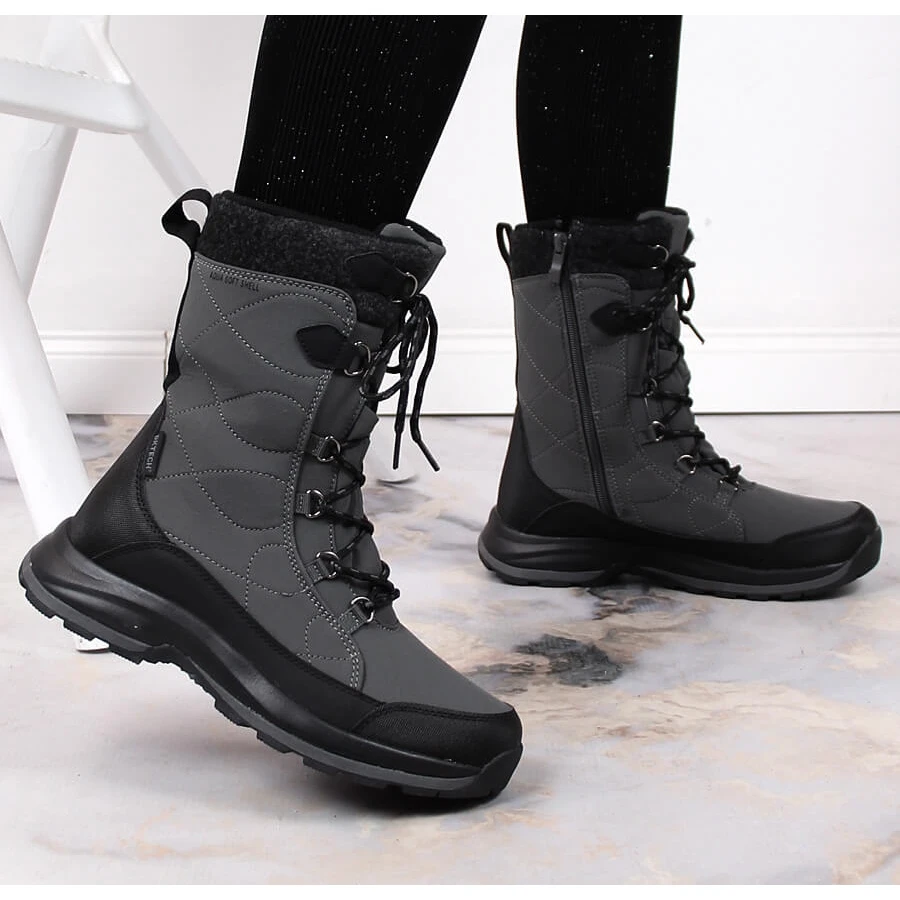 Bottes De Neige Imperméables Grises à Lacets Et à Glissière DK 2105 – Image 6