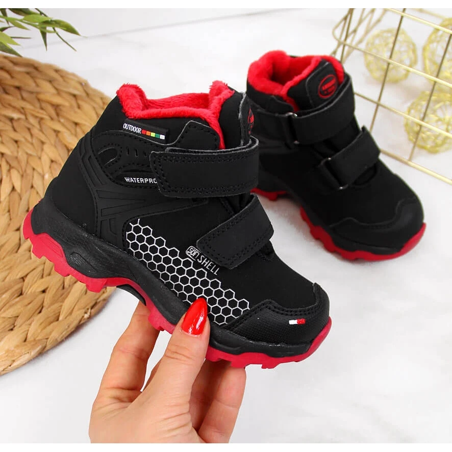 Bottes De Neige Imperméables Noires à Velcro Pour Garçon American Club Le Noir