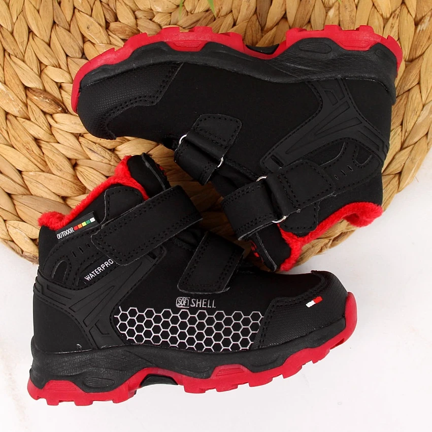 Bottes De Neige Imperméables Noires à Velcro Pour Garçon American Club Le Noir – Image 2