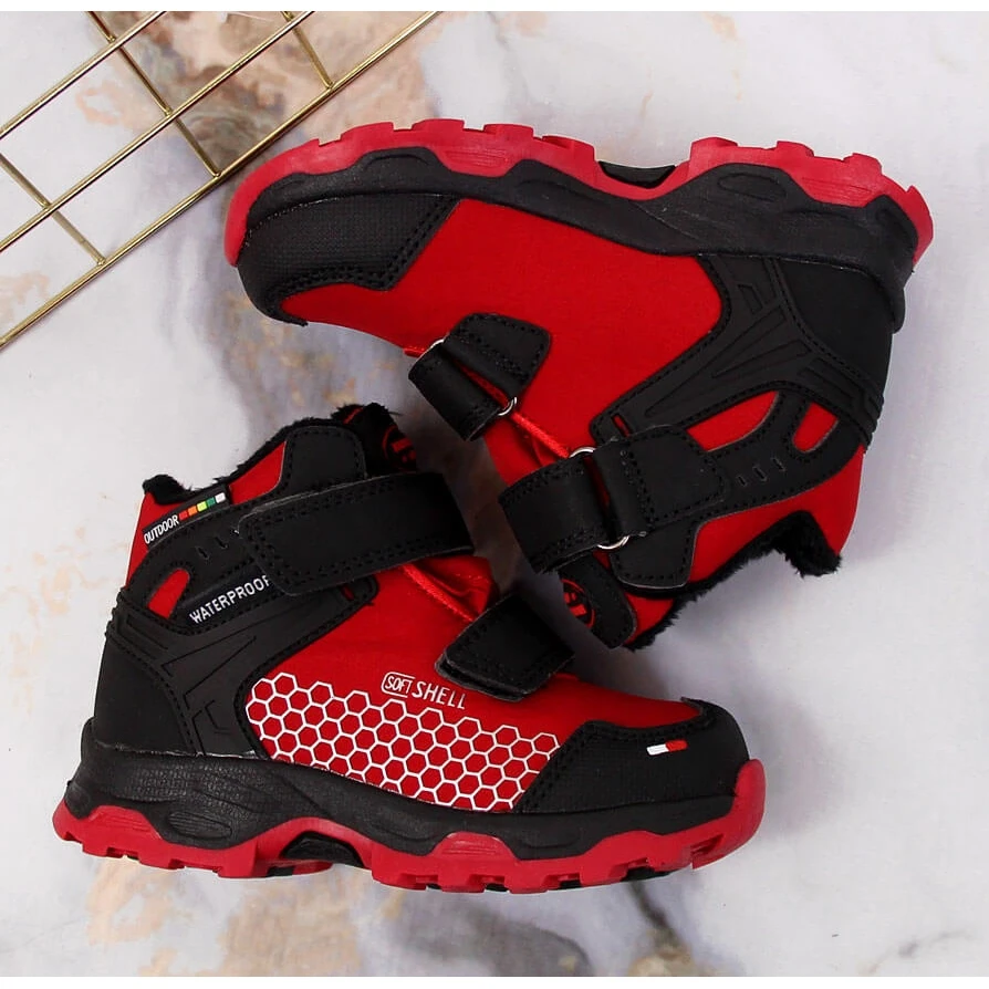 Bottes De Neige Imperméables Pour Enfants Avec Velcro Rouge American Club Le Noir – Image 2
