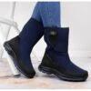 Bottes De Neige Imperméables Pour Femmes Avec Velcro Bleu Marine DK