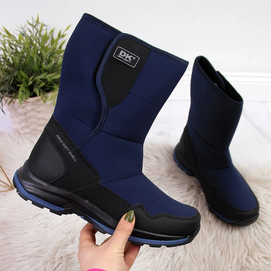 Bottes De Neige Imperméables Pour Femmes Avec Velcro Bleu Marine DK – Image 2