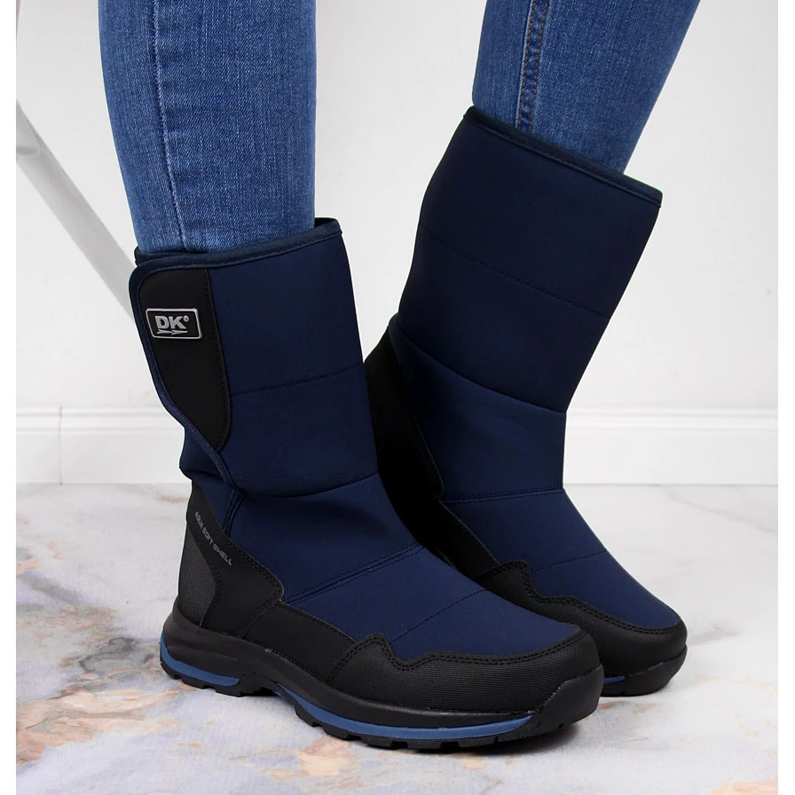 Bottes De Neige Imperméables Pour Femmes Avec Velcro Bleu Marine DK – Image 6