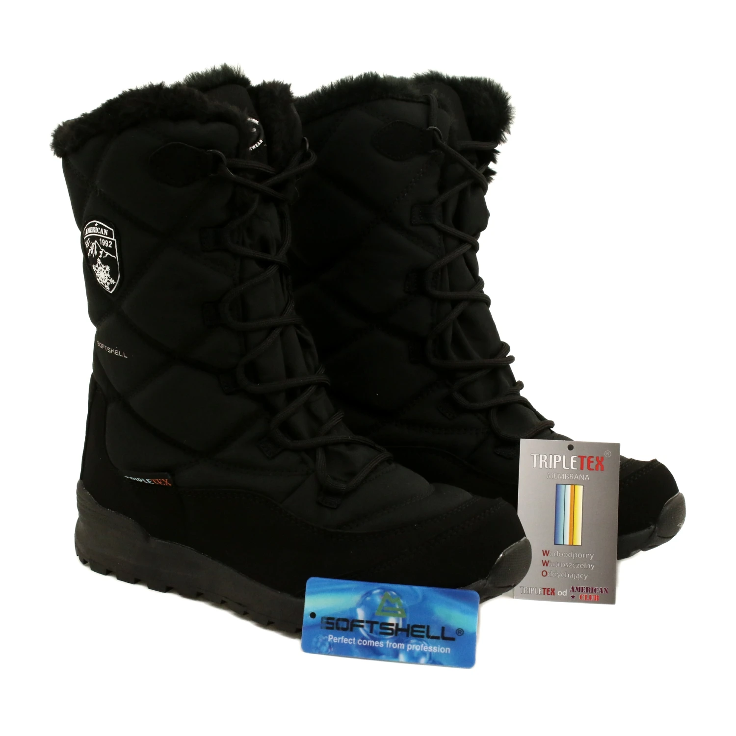 Bottes De Neige Imperméables Softshell Avec Membrane American Club SN21 / 22, Noires Le Noir – Image 4