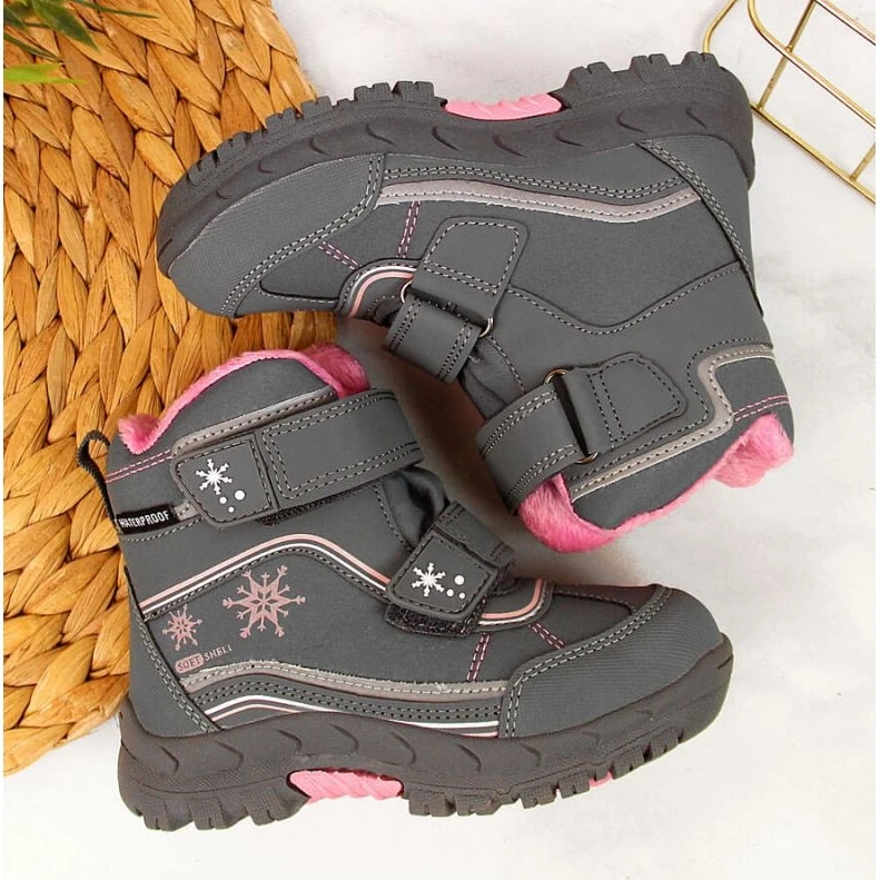 Bottes De Neige Imperméables Velcro American Club Jr AM852B Gris – Image 3