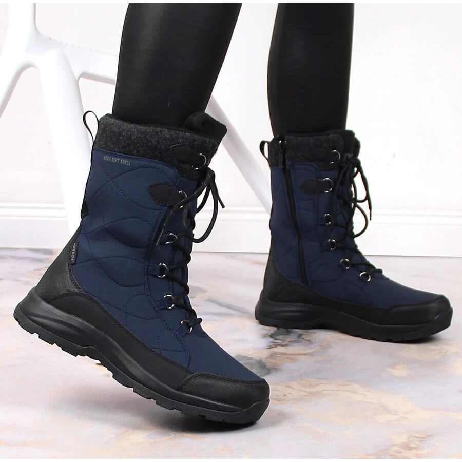 Bottes De Neige Isolées Imperméables Pour Femmes Bleu Marine DK – Image 2