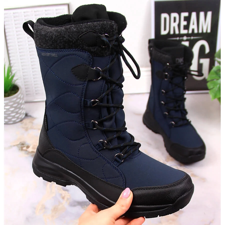 Bottes De Neige Isolées Imperméables Pour Femmes Bleu Marine DK – Image 3