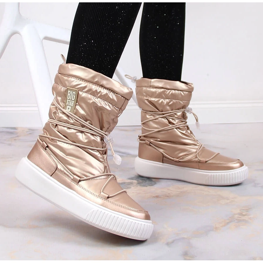 Bottes De Neige Métallisées, Isolées Dorées Big Star KK274194 D'or – Image 2