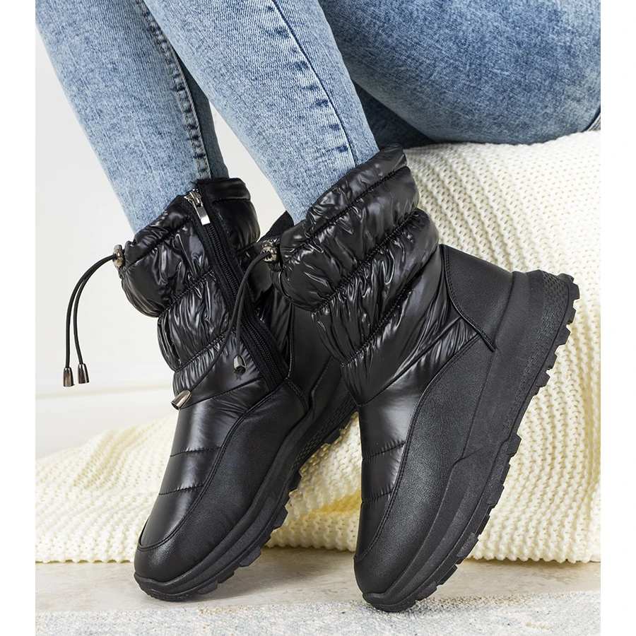 Bottes De Neige Noires Avec Poignets Houle Le Noir