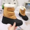 Bottes De Neige Pour Enfants Avec Velcro Isolé Camel Big Star KK374237 Le Noir Jaune