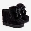 Bottes De Neige Pour Enfants Noires Avec Fourrure En Daim Amelia Le Noir