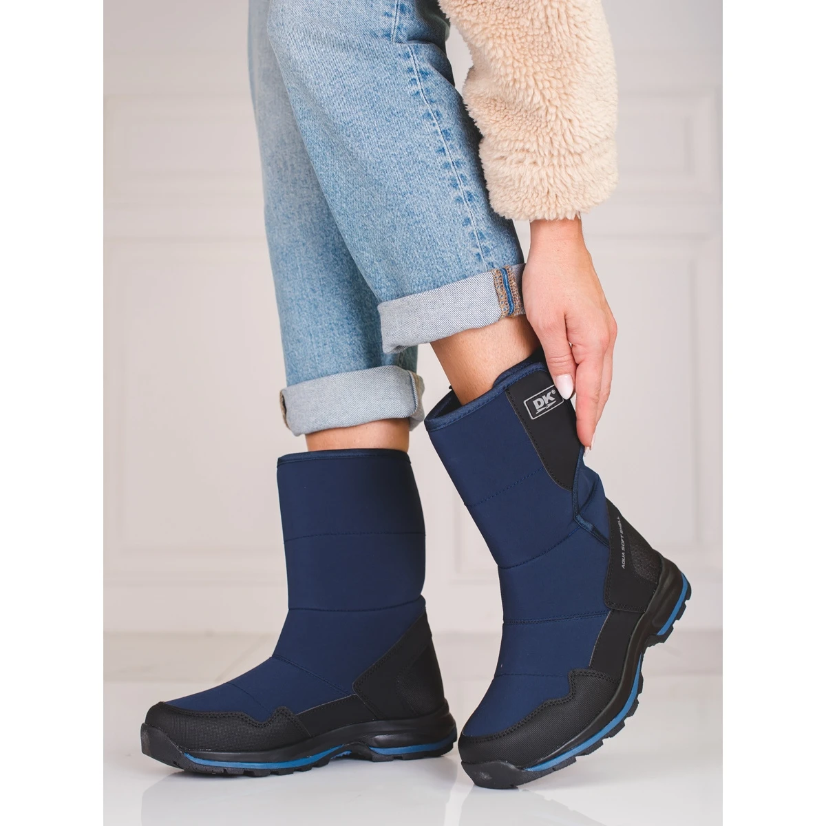 Bottes De Neige Pour Femmes Avec Velcro DK Bleu