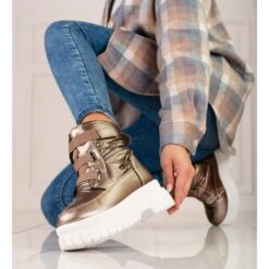 Bottes De Neige Pour Femmes Avec Velcro Shelovet Marron Brun