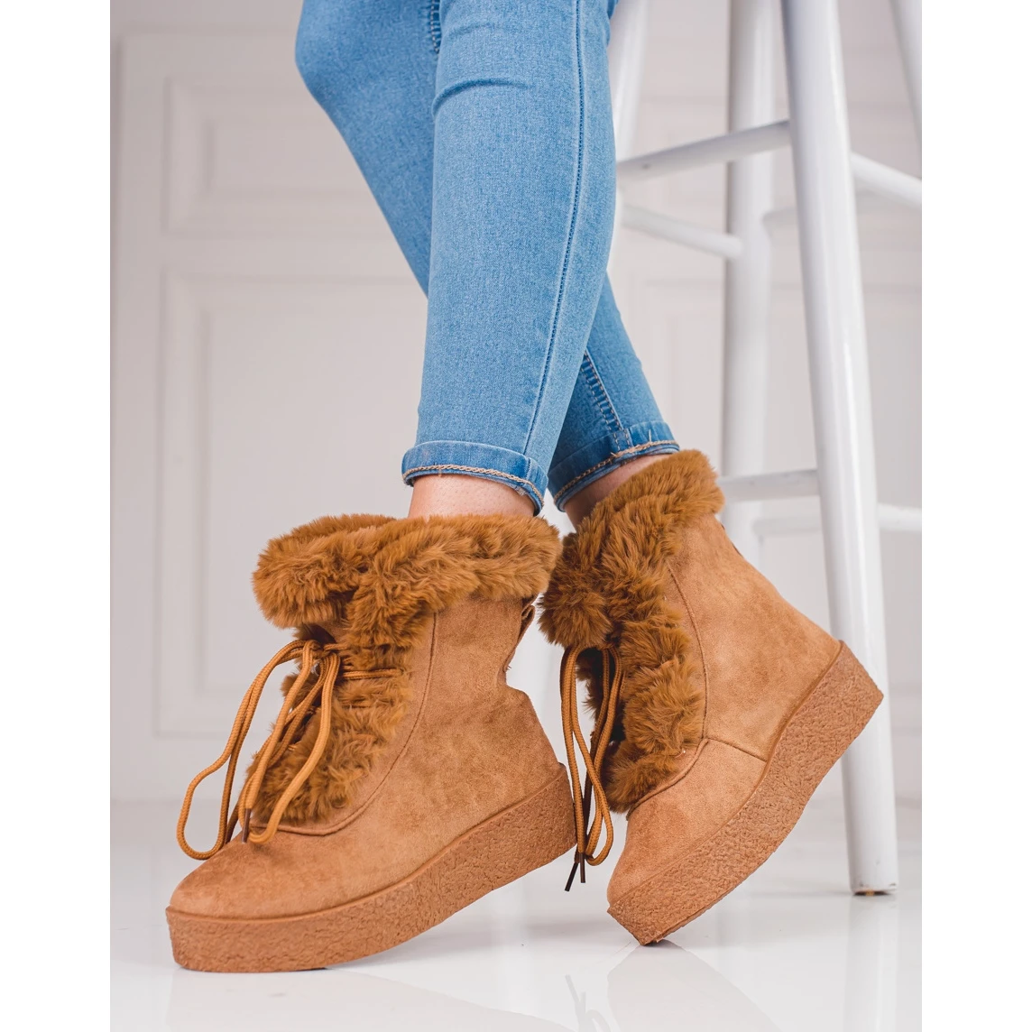 Bottes De Neige Pour Femmes Sur La Plate-forme Shelovet Brun – Image 2