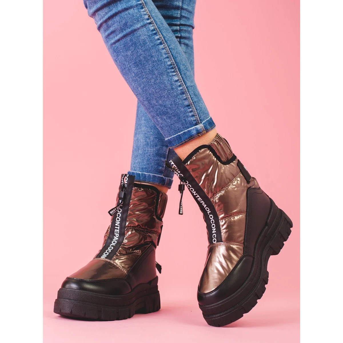 Bottes De Neige Pour Femmes Sur La Plateforme Vinceza D'or – Image 2