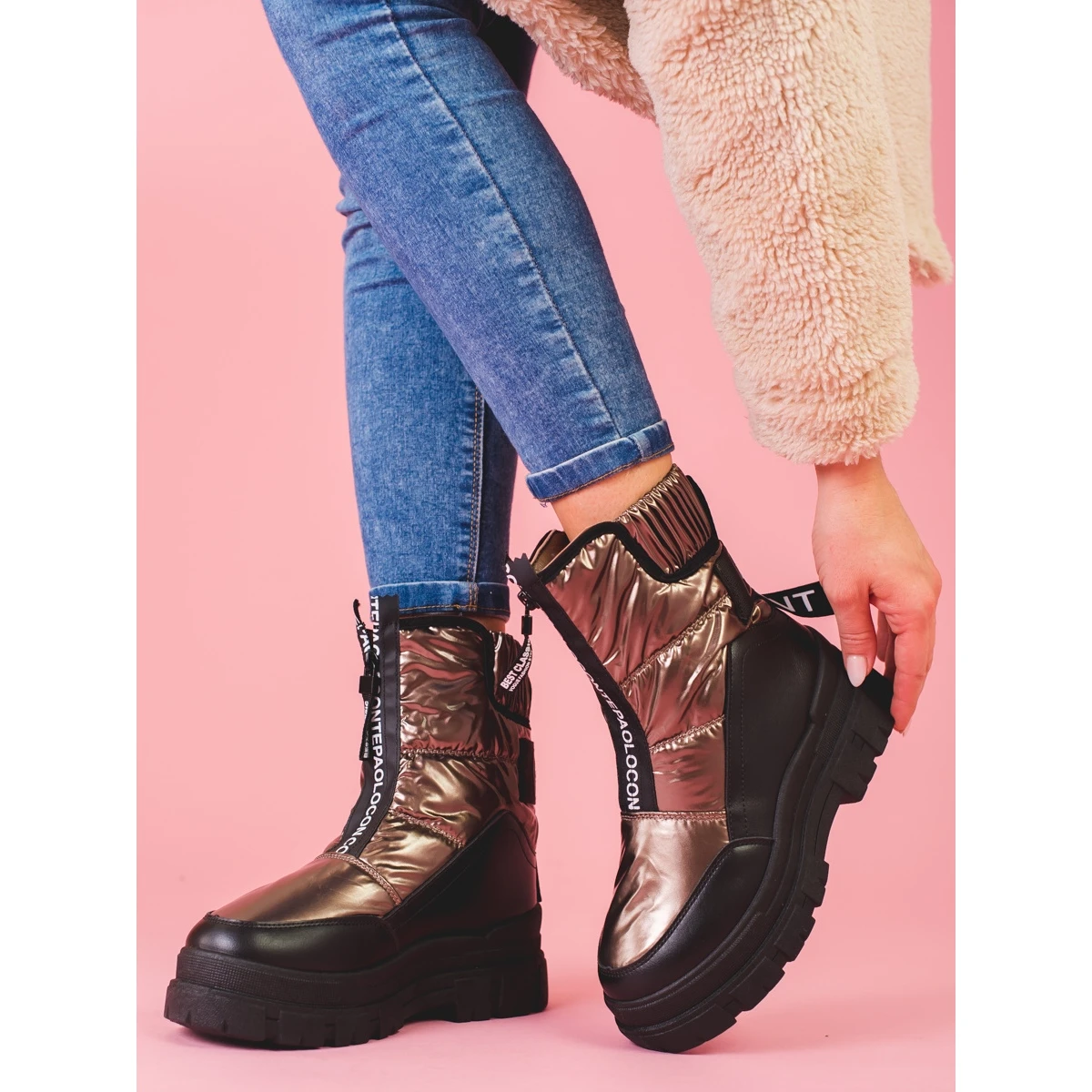 Bottes De Neige Pour Femmes Sur La Plateforme Vinceza D'or – Image 4