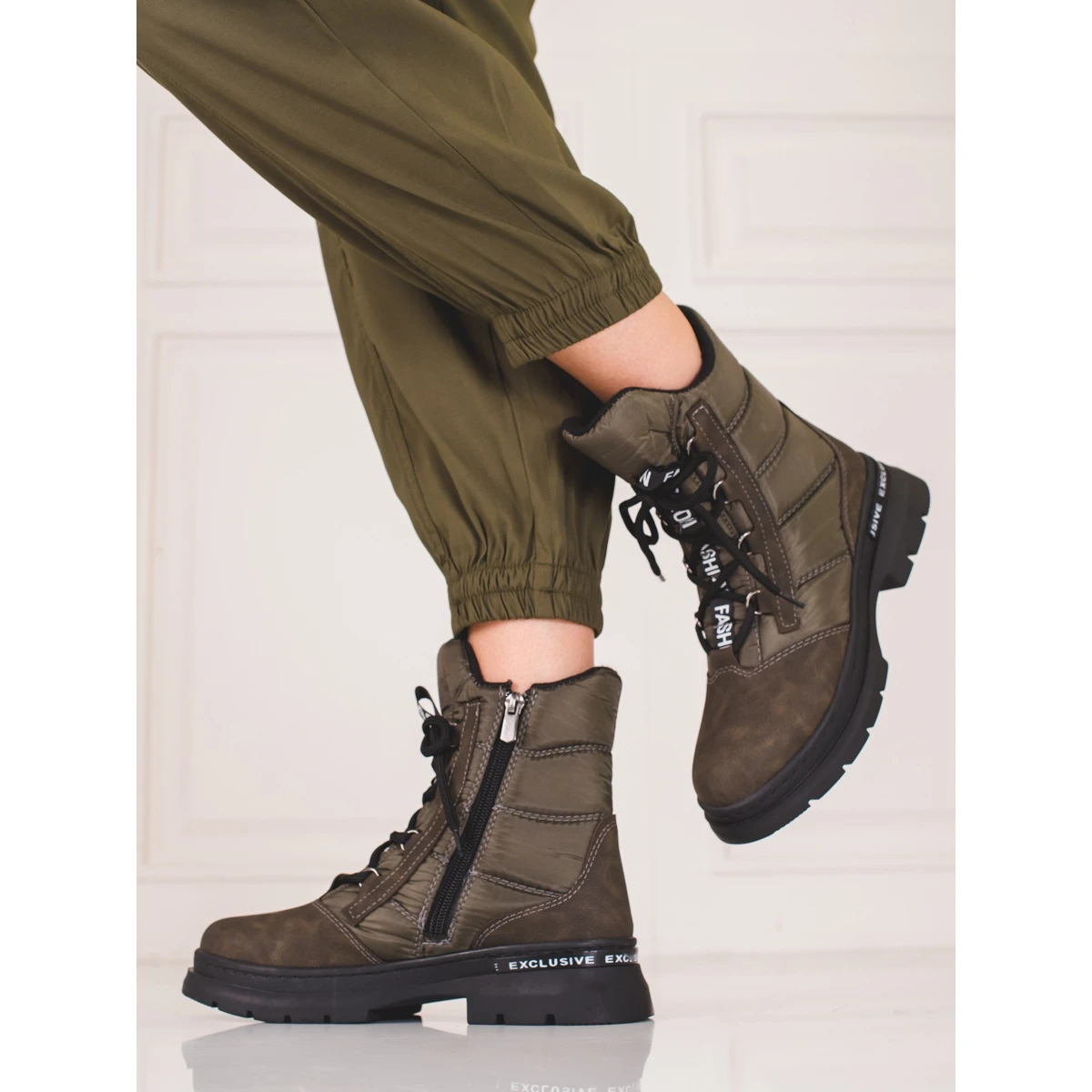 Bottes De Neige Shelovet à Lacets Pour Femmes Vert – Image 2