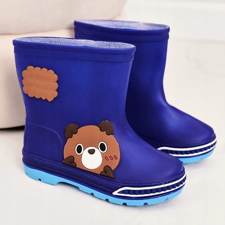 Bottes De Pluie Pour Enfants Avec Un Ours En Peluche Bleu Marin – Image 2