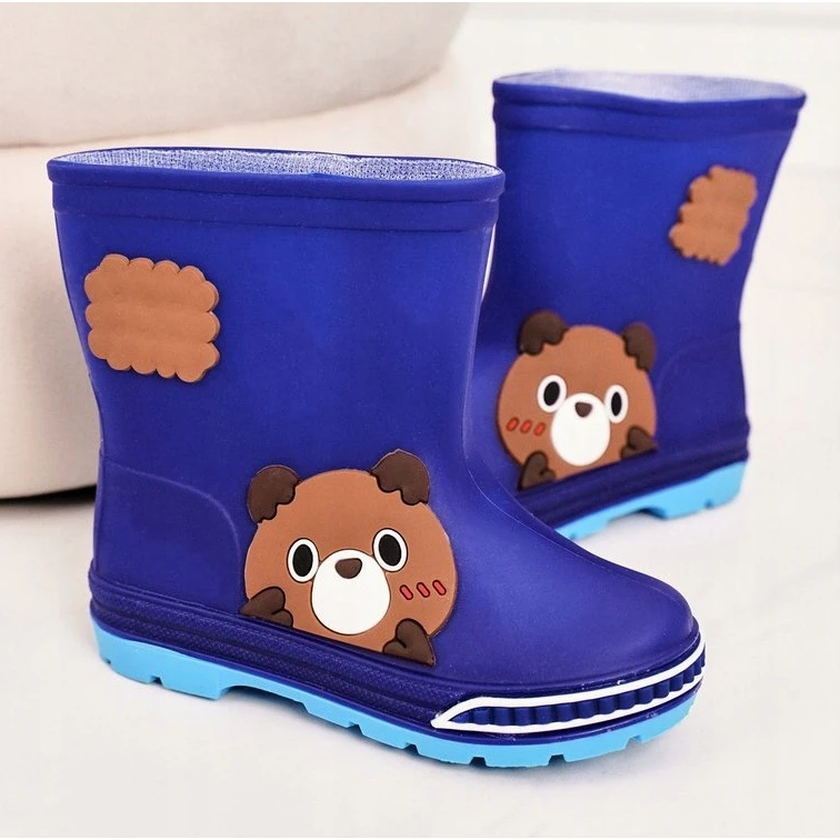 Bottes De Pluie Pour Enfants Avec Un Ours En Peluche Bleu Marin – Image 3