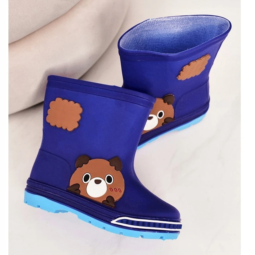 Bottes De Pluie Pour Enfants Avec Un Ours En Peluche Bleu Marin – Image 4