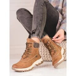 Bottes De Randonnée Pour Femmes Marron Sur La Plateforme Shelovet Brun