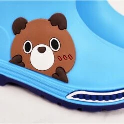 Bottes En Caoutchouc Enfant Avec Ours En Peluche Bleu Clair