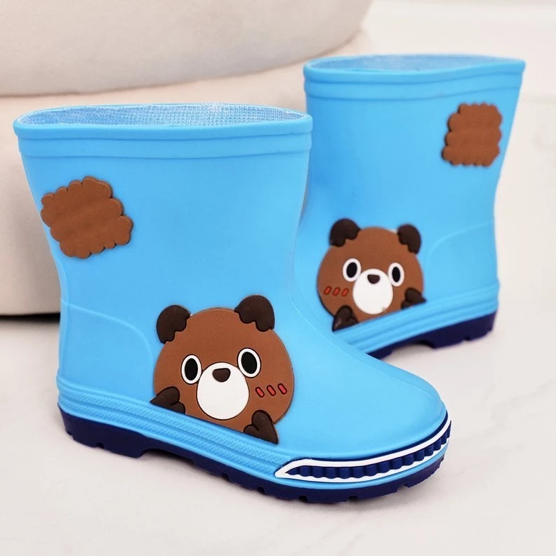 Bottes En Caoutchouc Enfant Avec Ours En Peluche Bleu Clair – Image 3