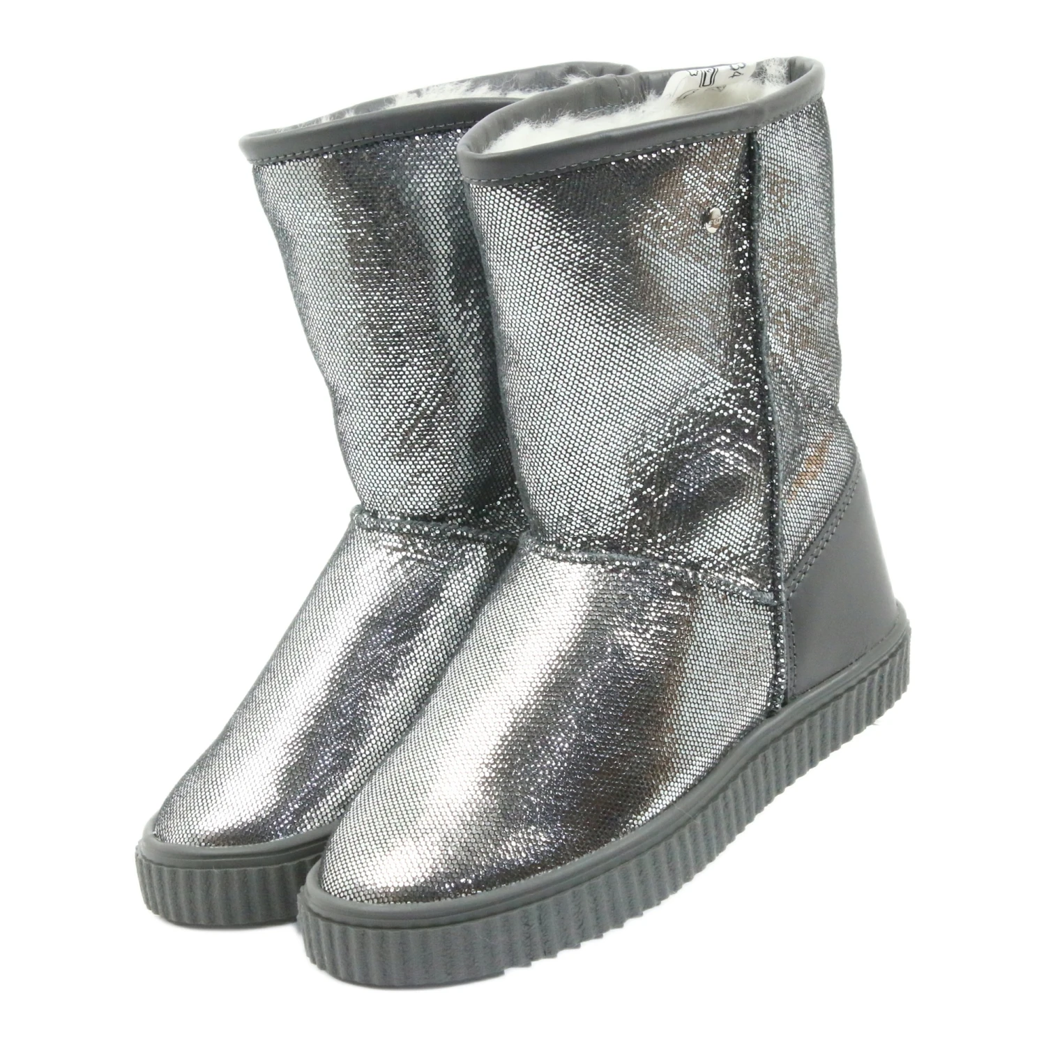 Bottes En Cuir Bartek 477750 Laine Naturelle Argent Gris – Image 4
