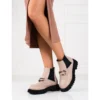 Bottes En Cuir Pour Femmes Sur La Plateforme Shelovet Beige