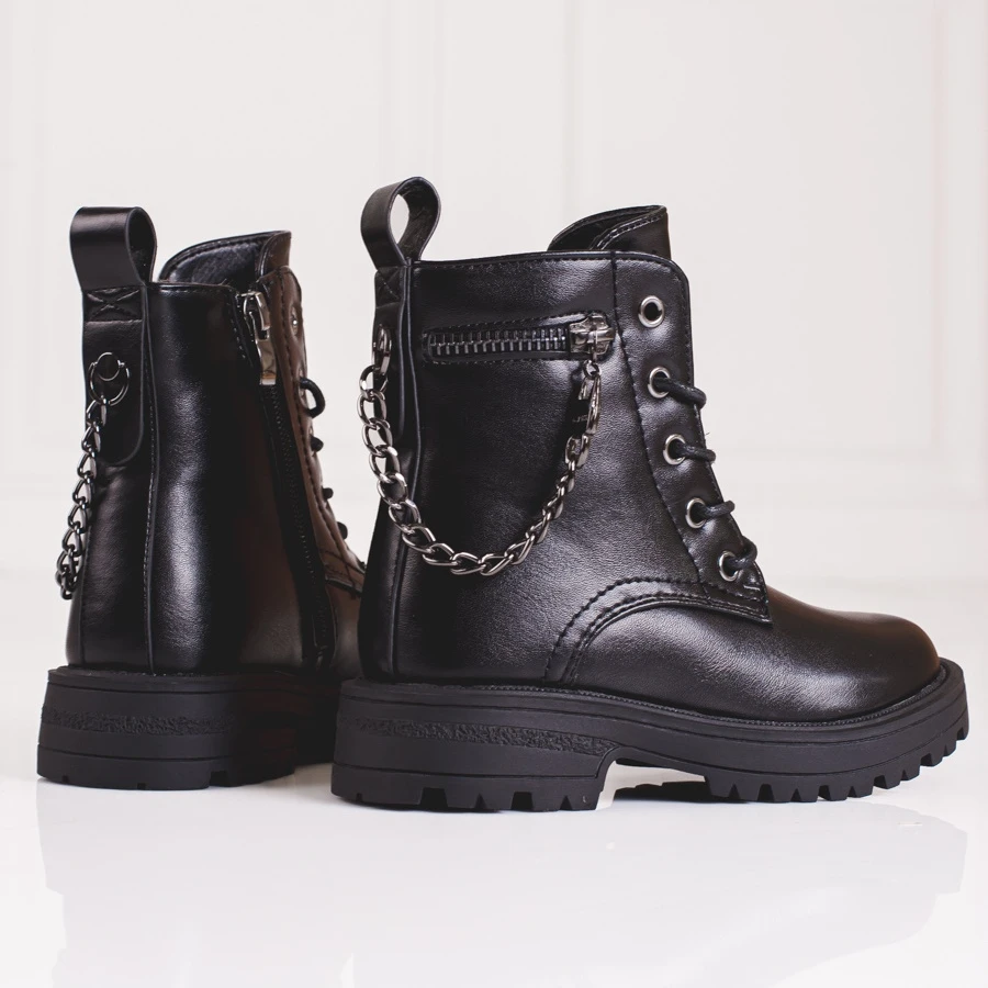 Bottes Filles Noires Avec Chaîne Shelovet Le Noir – Image 2