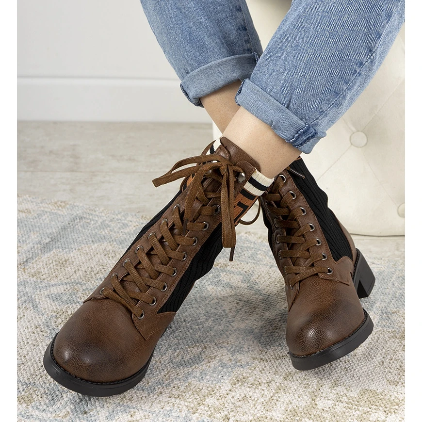 Bottes Marron Avec Une Tige De Chaussette D'Alanis Brun Le Noir – Image 2