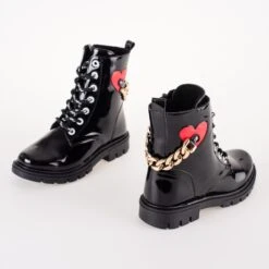 Bottes Noires Shelovet Pour Filles En Cuir Verni écologique Le Noir
