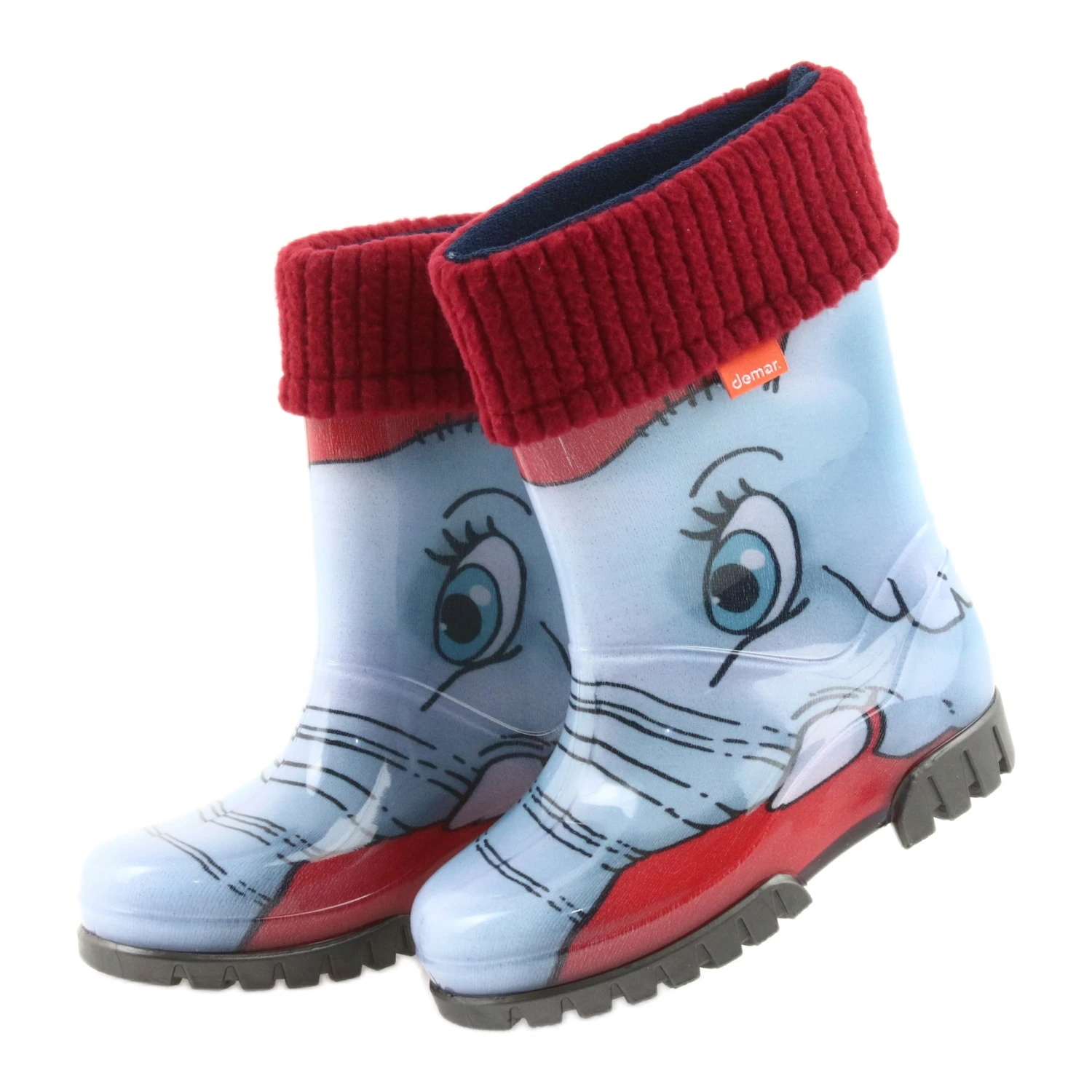 Bottes Pour Enfants Demar, Bottes De Pluie Avec Une Chaussette Chaude Le Noir Rouge Bleu Gris – Image 4