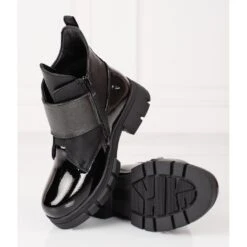 Bottes Pour Filles En Cuir Verni écologique Shelovet Le Noir