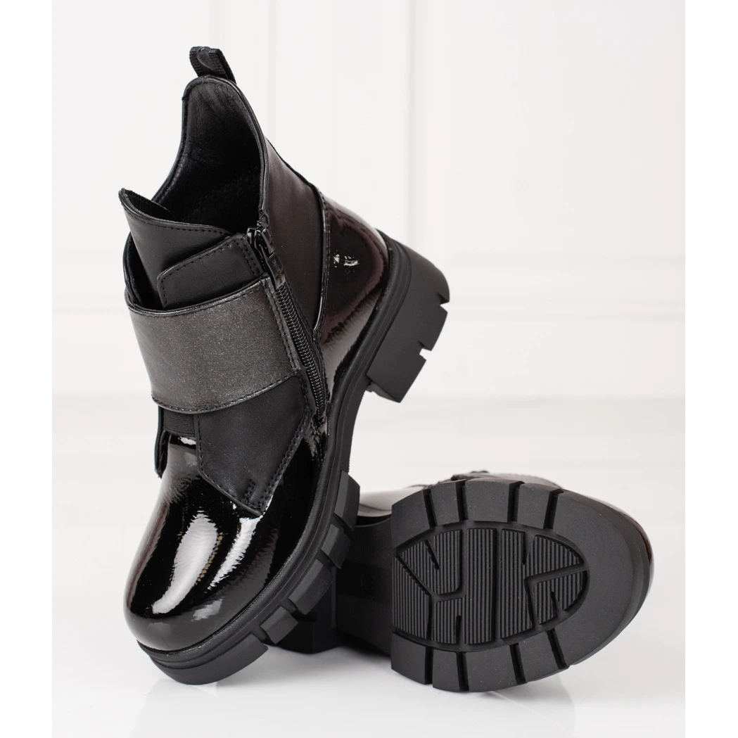 Bottes Pour Filles En Cuir Verni écologique Shelovet Le Noir