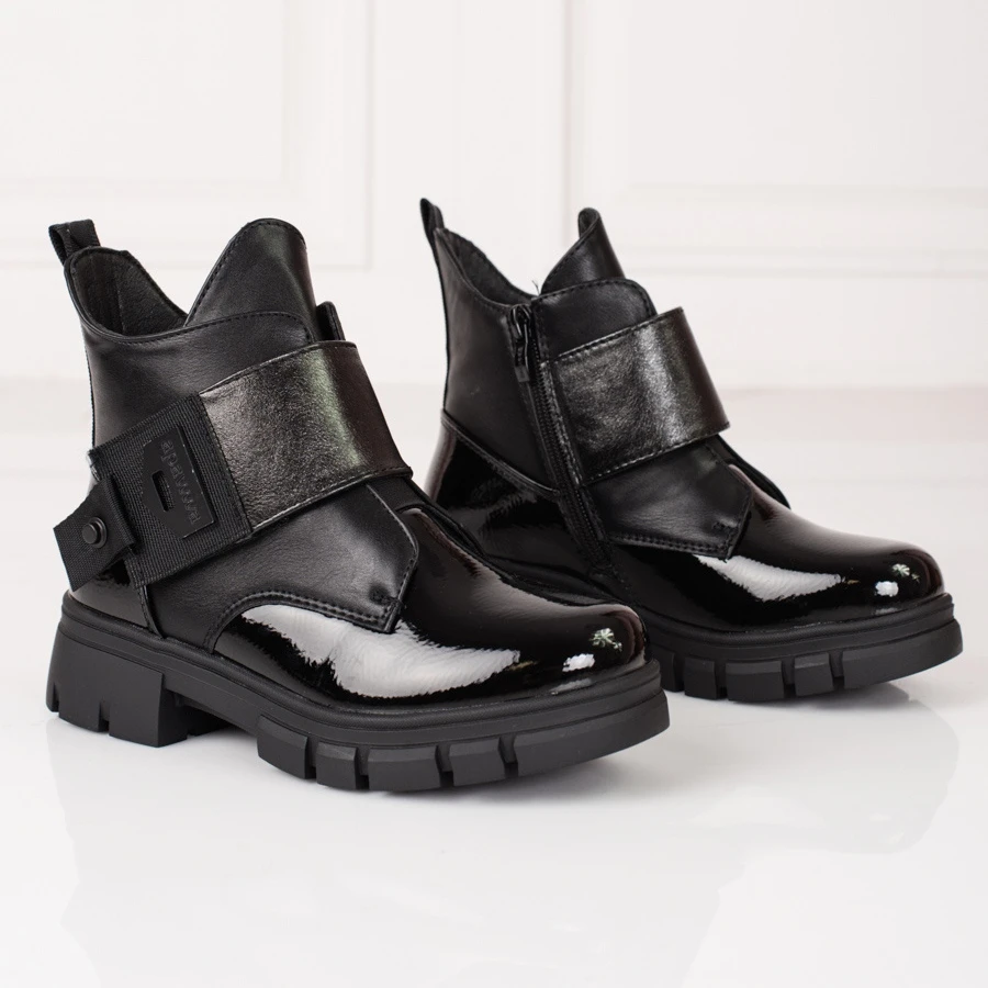 Bottes Pour Filles En Cuir Verni écologique Shelovet Le Noir – Image 2