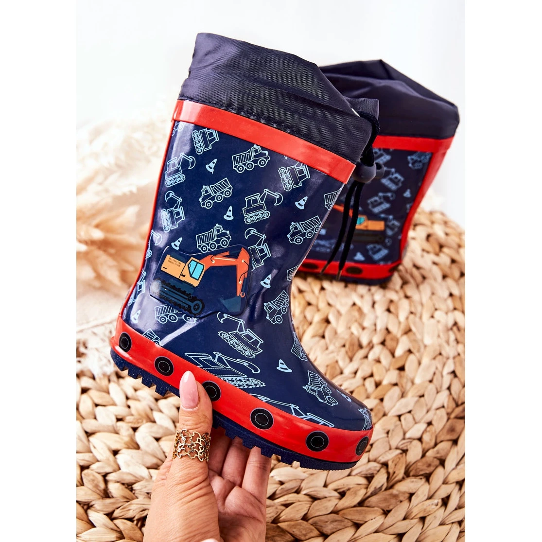 Bottes Wellington En Caoutchouc Pour Enfants Pertris Excavator Bleu Marin